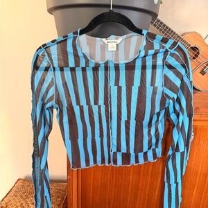 Monkl Blue and Black Striped  Top